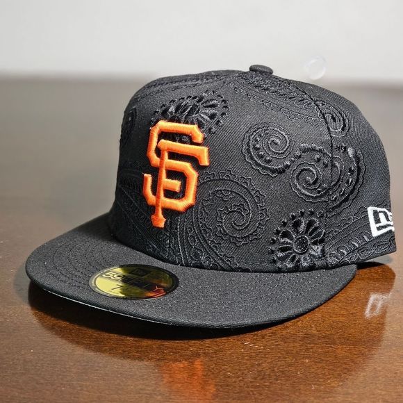 New Era 59Fifty San Francisco Giants Swirl Fitted Hat Black Orange Bandana 7 3/8 - Picture 8 of 14